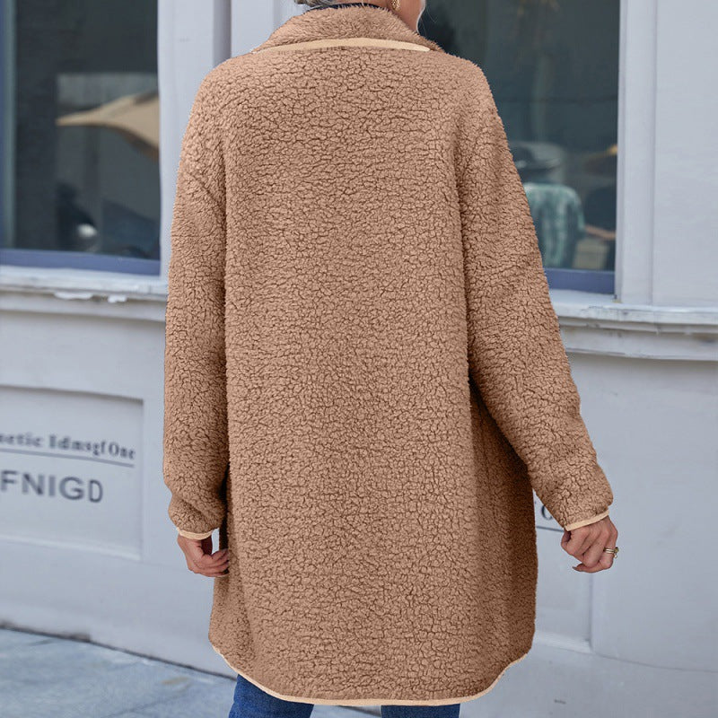 Lapel Irregular Medium Length Double Sided Plush Coat Furry Windbreaker Coat Women
