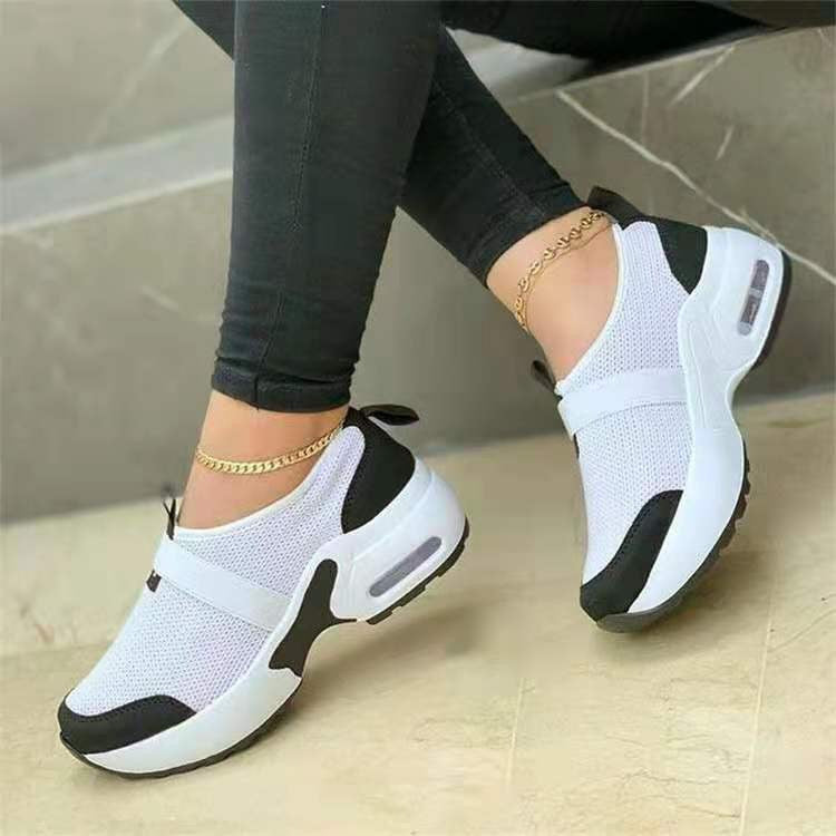 Flying Woven Casual Platform Wedge Heel Sports Casual Shoes