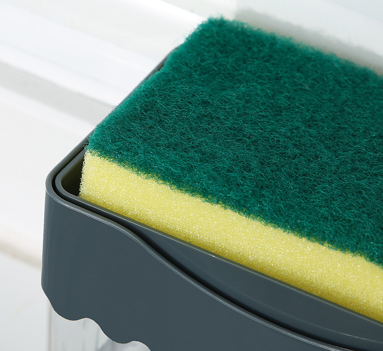 USA 2-in-1 Soap Dispenser Sponge Caddy Push-type Liquid Box Detergent Automatic Dosing Box