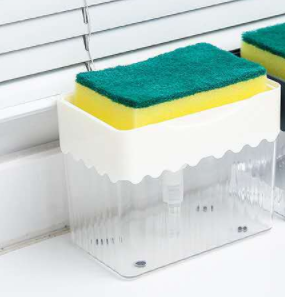 USA 2-in-1 Soap Dispenser Sponge Caddy Push-type Liquid Box Detergent Automatic Dosing Box