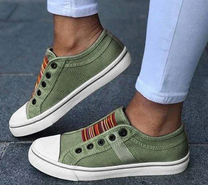 Laceless Canvas Casual Shoes Fashion Sneakers Flat Platform Loafers