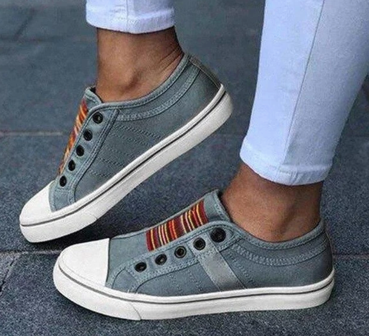 Laceless Canvas Casual Shoes Fashion Sneakers Flat Platform Loafers