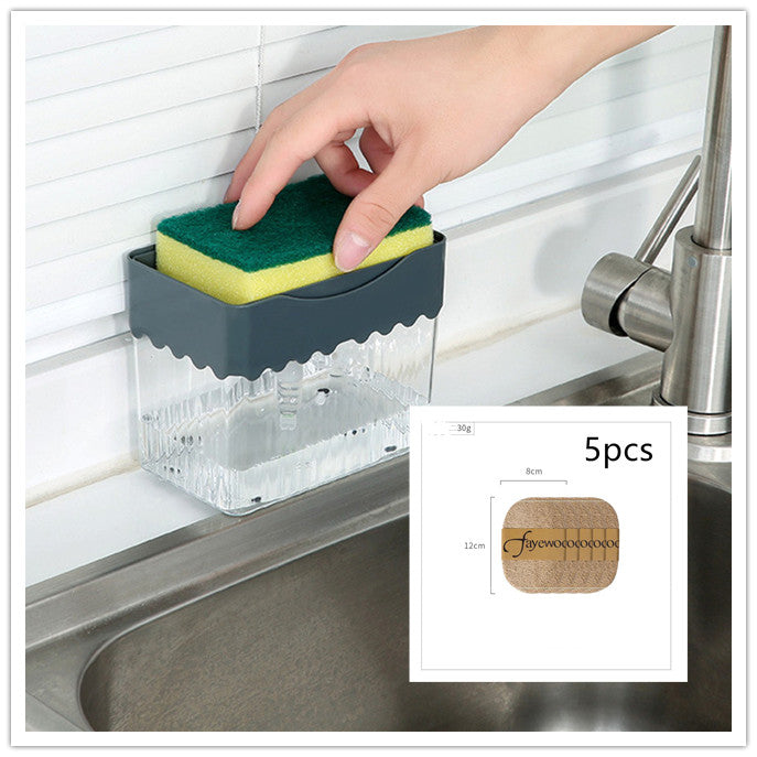 USA 2-in-1 Soap Dispenser Sponge Caddy Push-type Liquid Box Detergent Automatic Dosing Box