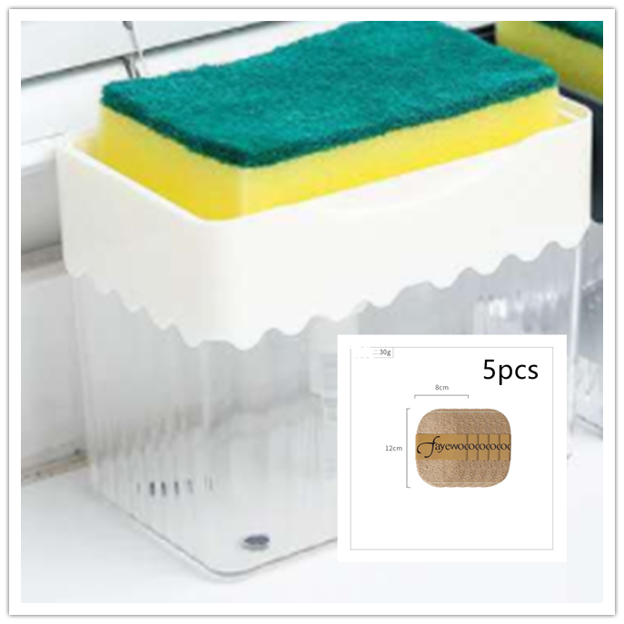 USA 2-in-1 Soap Dispenser Sponge Caddy Push-type Liquid Box Detergent Automatic Dosing Box
