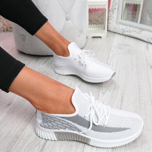 Leopard color matching lace up casual sports shoes