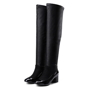 Open image in slideshow, Stretch boots over the knee high heel single boot sleeve
