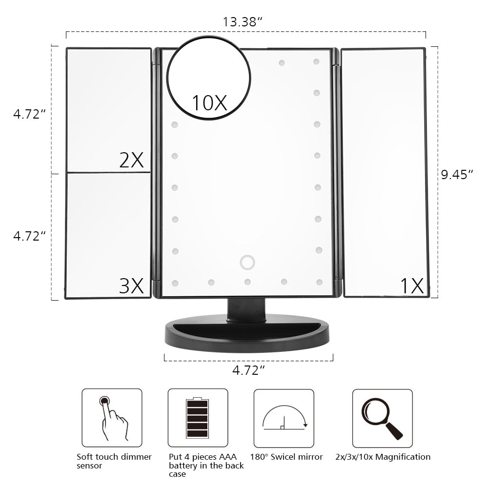 3 Folding Adjustable Mirror