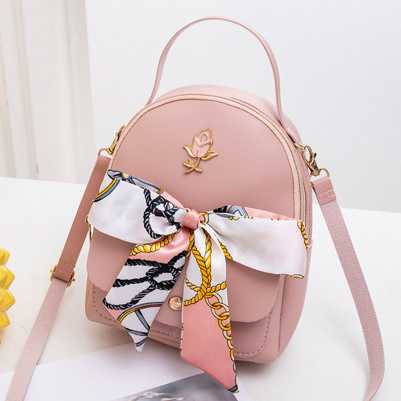 Fashion Messenger Silk Scarf Double Shoulder Female Backpack