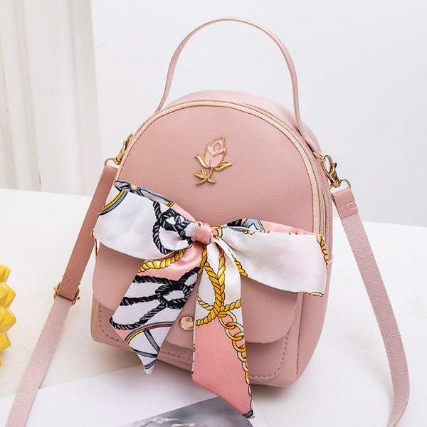 Fashion Messenger Silk Scarf Double Shoulder Female Backpack