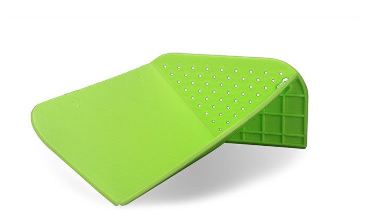 Plastic 2 in 1 Cutting Board and Drainer, Foldable Chopping Mat, with Hanging hole and Safety Lock, Bright Green