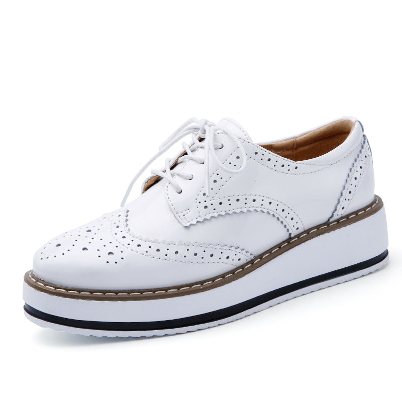 Women's new products 2021 autumn leather thick bottom Bullock women's shoes