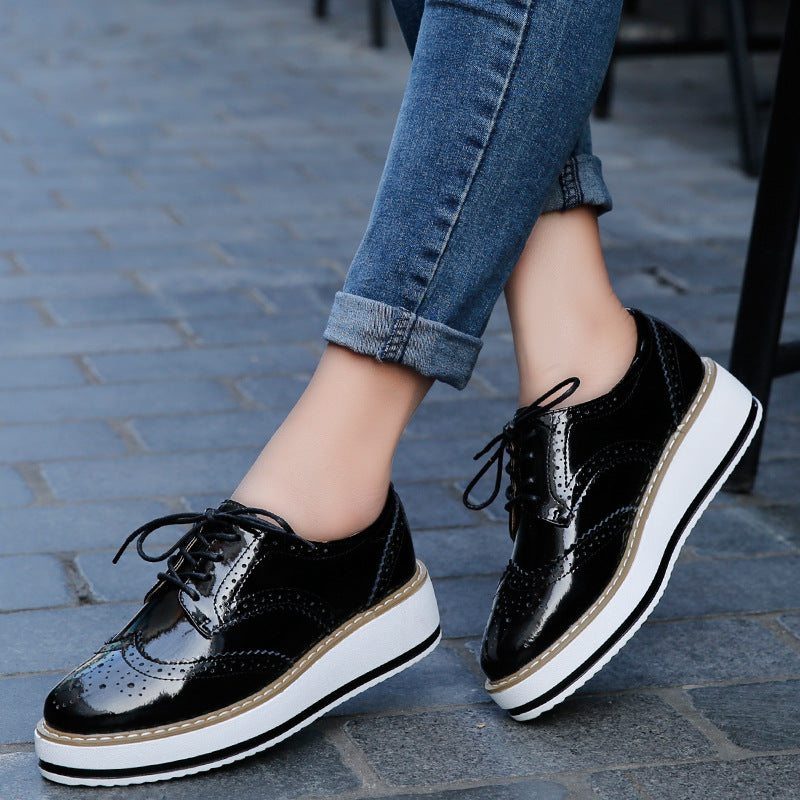 Women's new products 2021 autumn leather thick bottom Bullock women's shoes