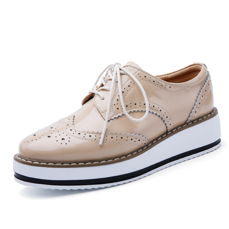 Women's new products 2021 autumn leather thick bottom Bullock women's shoes