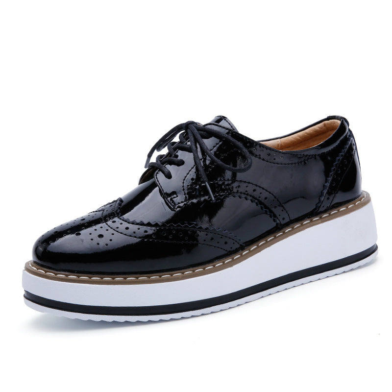 Women's new products 2021 autumn leather thick bottom Bullock women's shoes