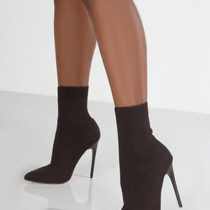 Open image in slideshow, Women&#39;s High-heel Point-toe Knitted Stretch Boots
