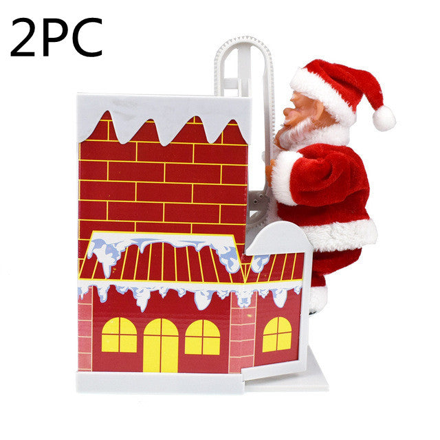 Electric Climbing chimney Santa Claus Christmas Decoration Figurine Ornament Family New Year Party Santa Claus New Year Gift