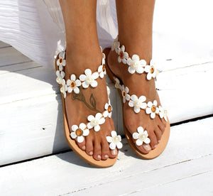 Plus Size Roman Flat Floral Pullover Slippers