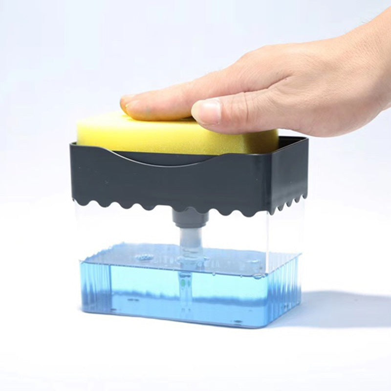 USA 2-in-1 Soap Dispenser Sponge Caddy Push-type Liquid Box Detergent Automatic Dosing Box