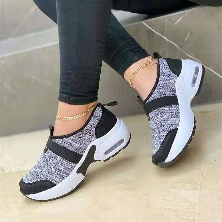 Flying Woven Casual Platform Wedge Heel Sports Casual Shoes