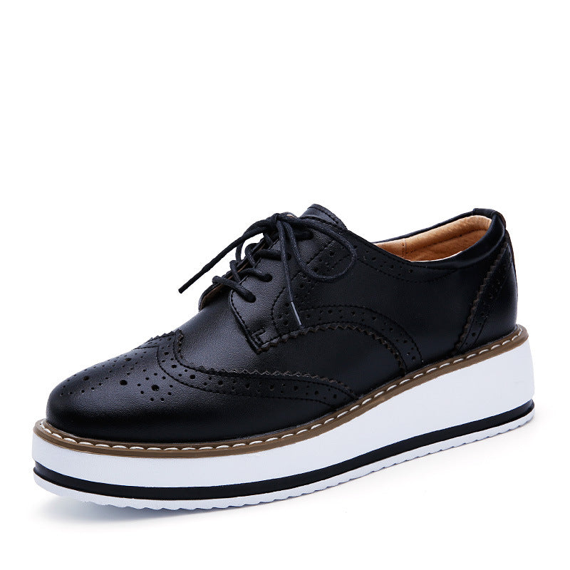 Women's new products 2021 autumn leather thick bottom Bullock women's shoes