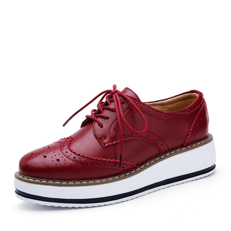 Women's new products 2021 autumn leather thick bottom Bullock women's shoes