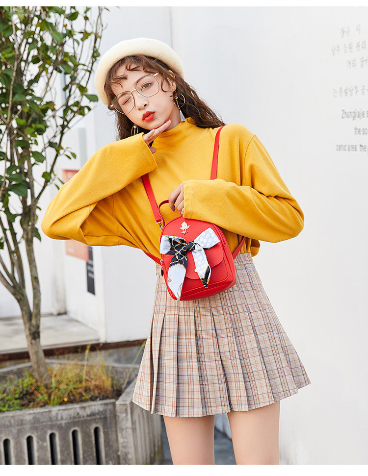 Fashion Messenger Silk Scarf Double Shoulder Female Backpack