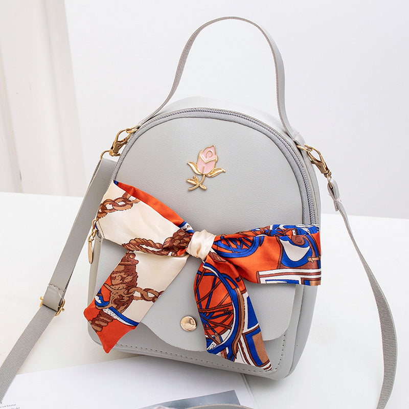 Fashion Messenger Silk Scarf Double Shoulder Female Backpack