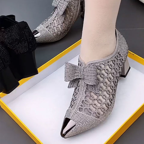 Women's All-match Chunky Medium High Heel Hollow Mesh Shoes