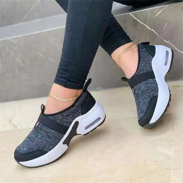 Flying Woven Casual Platform Wedge Heel Sports Casual Shoes