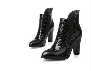 Spring and Autumn New Thick Heel Women's Shoes Knight Boots High Heel Stone Side Zipper Short Boot