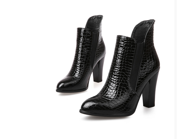 Spring and Autumn New Thick Heel Women's Shoes Knight Boots High Heel Stone Side Zipper Short Boot