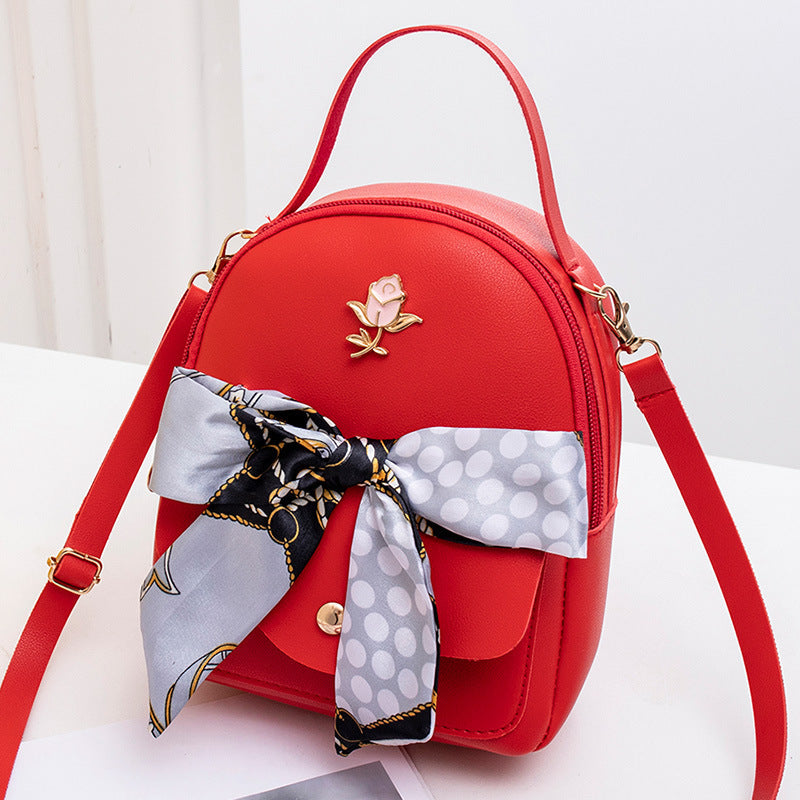 Fashion Messenger Silk Scarf Double Shoulder Female Backpack