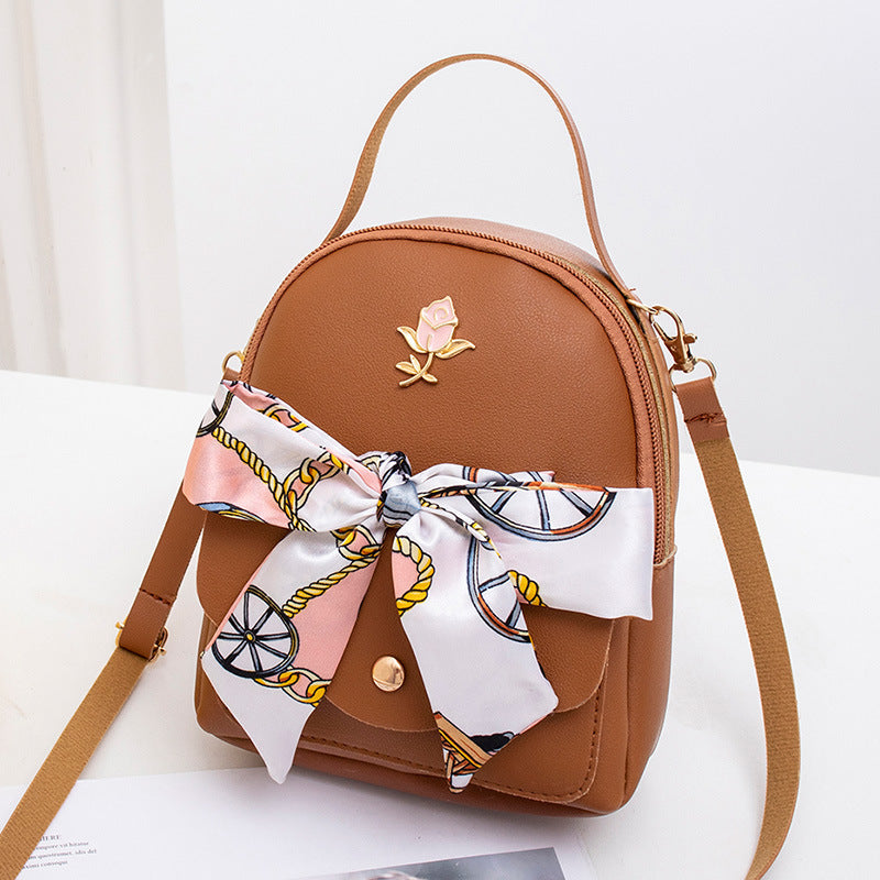 Fashion Messenger Silk Scarf Double Shoulder Female Backpack
