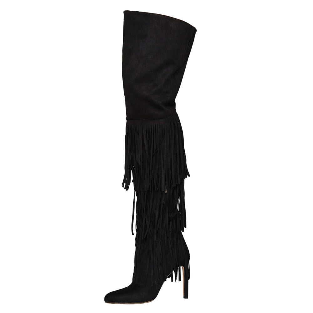 Fringed High Heel Over The Knee Boots