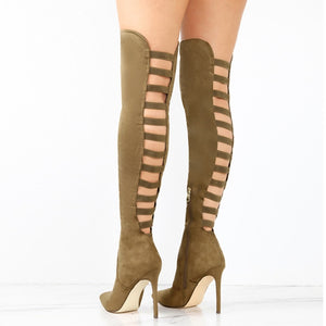 Open image in slideshow, Sexy Black Women&#39;s Long Boots Women Autumn Heels Shoes Over The Knee Thigh High Heel Boots Female Woman Summer Stretch Boot 10cm
