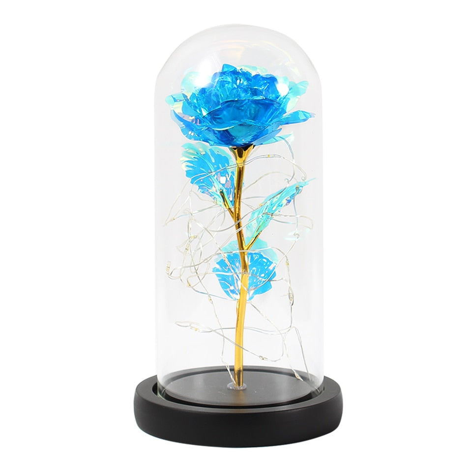 2020 LED Enchanted Galaxy Rose Eternal 24K Gold Foil Flower With Fairy String Lights In Dome For Christmas Valentine's Day Gift