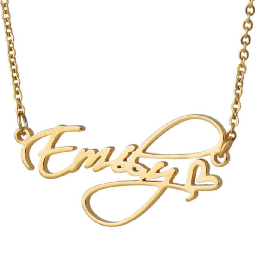 Fashion Cursive Name Necklaces With Crown Exquisite Heart Letter Choker Necklace Stainless Steel Women's Jewelry Christmas Gifts