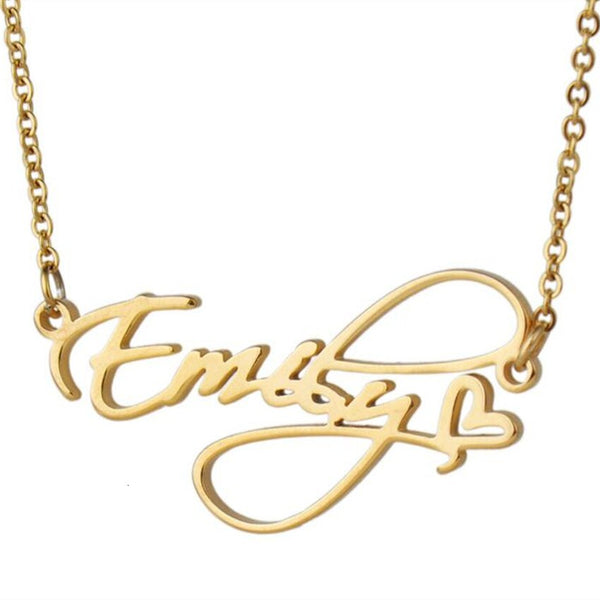 Fashion Cursive Name Necklaces With Crown Exquisite Heart Letter Choker Necklace Stainless Steel Women's Jewelry Christmas Gifts
