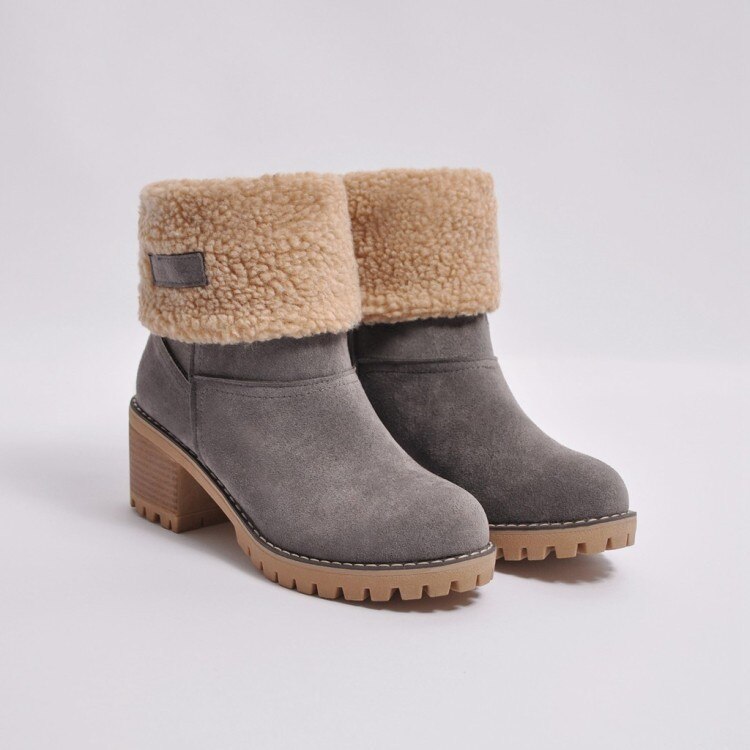 Women Winter Fur Warm Snow Boots Ladies Warm Wool Booties Ankle Boot Comfortable Shoes Plus Size 35-43 Casual Women Mid Boots