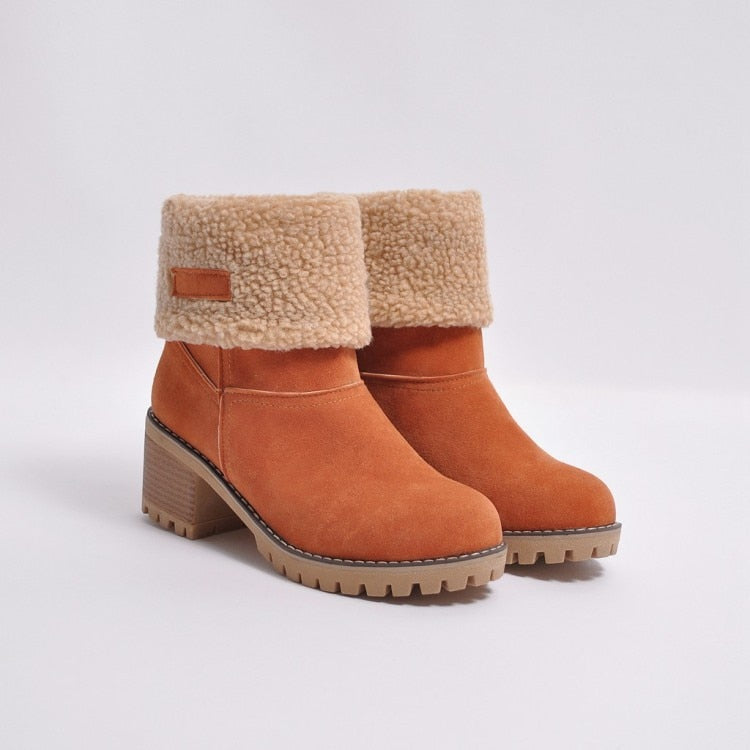 Women Winter Fur Warm Snow Boots Ladies Warm Wool Booties Ankle Boot Comfortable Shoes Plus Size 35-43 Casual Women Mid Boots
