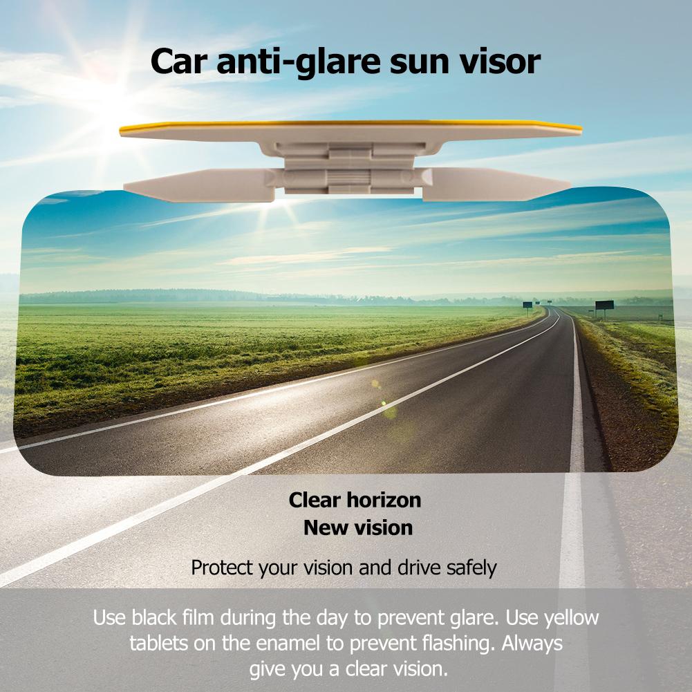 2 in 1 Car Sun Visor HD Anti Sunlight Dazzling Goggle Day Night Anti Glare Vision Driving Mirror UV Fold Flip Down Clear View