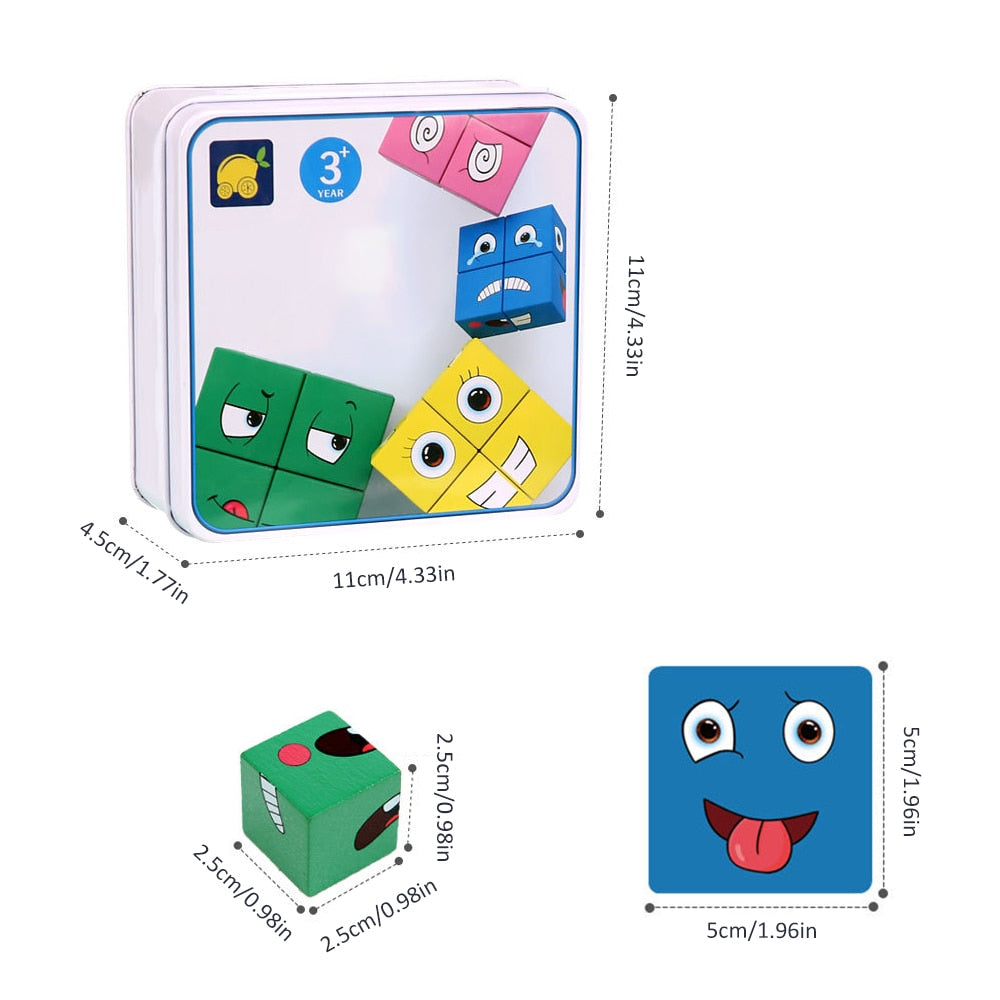 Face Changing Cube Building Blocks for Children Funny Expression Puzzle Colorful Jigsaw Toy Educational Board Game Puzzle Toys