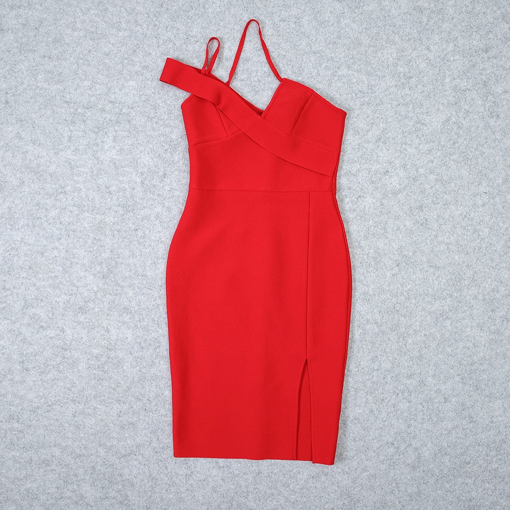 2020 Fashion Women Long Dress Bodycon HL Bandage Dress Side Split Deep V Neck Spaghetti Strap Party Dresses Red off Shoulder XL