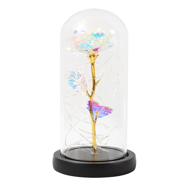 2020 LED Enchanted Galaxy Rose Eternal 24K Gold Foil Flower With Fairy String Lights In Dome For Christmas Valentine's Day Gift