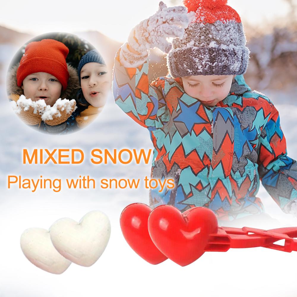 8cm Heart Snowball Maker Winter Plastic Snowball Maker Clip Kids Outdoor Sand Snow Ball Mold Toys Fight Clip Toy play snow tool