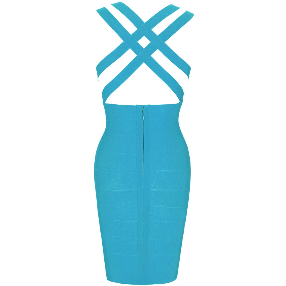 bandage dress 2021 summer blue bodycon dress for women sexy  mini club evenning celebrity party dresses high quality vestidos