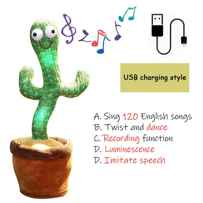 Christmas Gifts  Dancing Cactus Electron Plush Toy Soft Plush Doll Babies Cactus That Can Sing And Dance Voice Interactive Bled