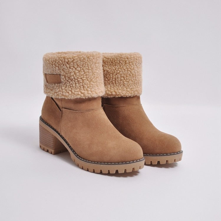 Women Winter Fur Warm Snow Boots Ladies Warm Wool Booties Ankle Boot Comfortable Shoes Plus Size 35-43 Casual Women Mid Boots