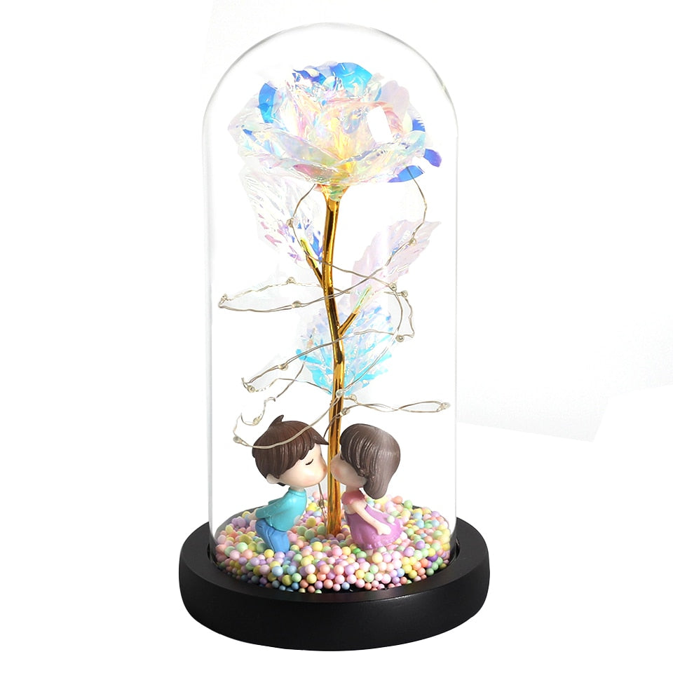 2020 LED Enchanted Galaxy Rose Eternal 24K Gold Foil Flower With Fairy String Lights In Dome For Christmas Valentine's Day Gift