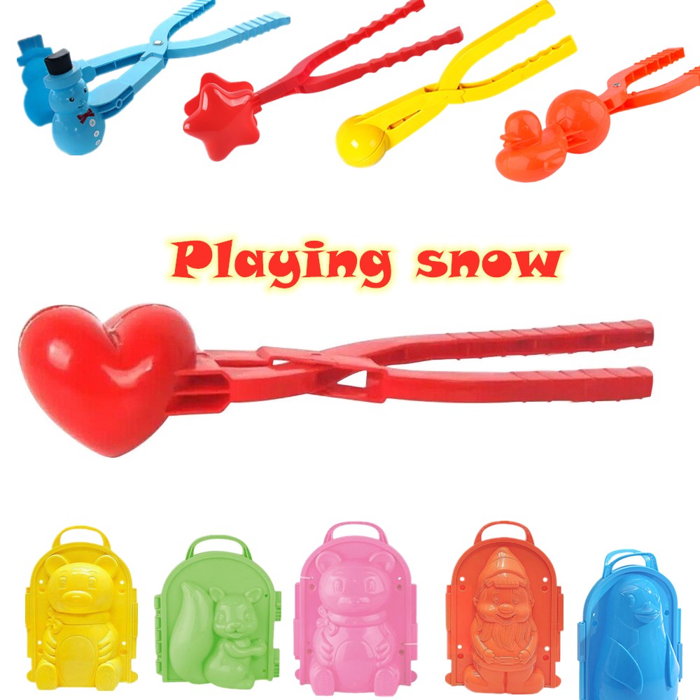 8cm Heart Snowball Maker Winter Plastic Snowball Maker Clip Kids Outdoor Sand Snow Ball Mold Toys Fight Clip Toy play snow tool